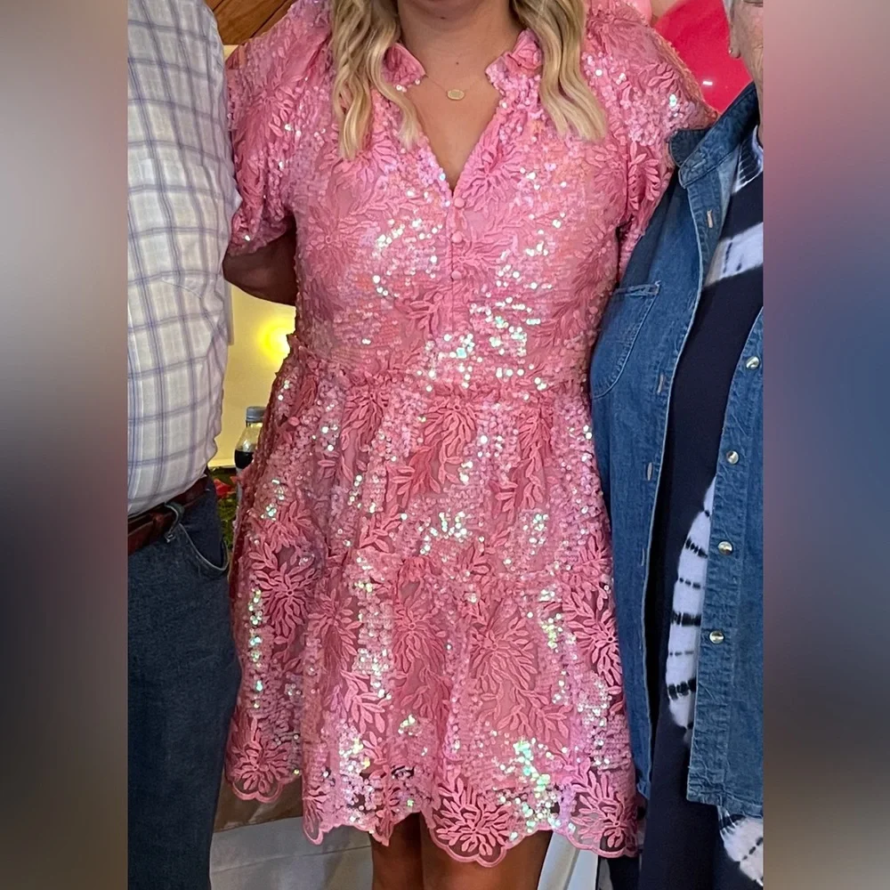 Pink Sequin Mini Dress - Picture 15 of 16